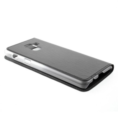 Samsung Galaxy A8 2018 (A530F) atverčiamas juodas dėklas su langeliu / Priedai.lt