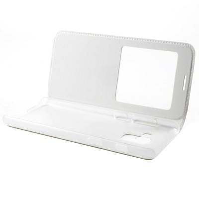 Samsung Galaxy A8 2018 (A530F) balts atvēramais maciņš ar lodziņu / Vacins.lv