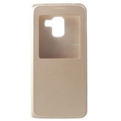 Samsung Galaxy A8 2018 (A530F) atverčiamas auksinis dėklas su langeliu / Priedai.lt