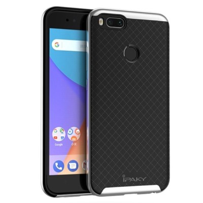 Xiaomi Mi A1 un Mi 5X „IPAKY“ cieta silikona (TPU) melns apvalks (apmales - sudrabā krāsā) / Vacins.lv