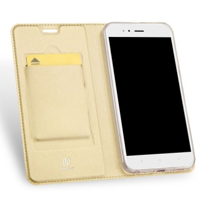 Xiaomi Mi A1 (Mi 5X) „Dux Ducis“ Skin sērijas zelta ādas atvērams maciņš / Vacins.lv