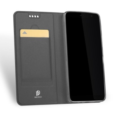 HTC U11 Plus „Dux Ducis“ Skin sērijas melns ādas atvērams maciņš / Vacins.lv