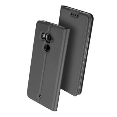 HTC U11 Plus „Dux Ducis“ Skin sērijas melns ādas atvērams maciņš / Vacins.lv