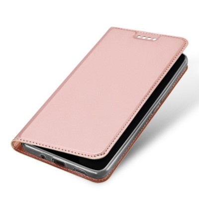 HTC U11 Plus „Dux Ducis“ Skin sērijas rozs ādas atvērams maciņš / Vacins.lv