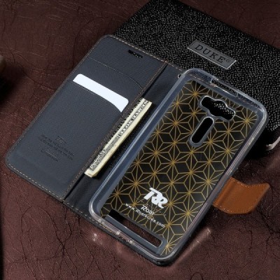 Roar Diary atverčiamas Asus Zenfone 2 Laser 5.5 (ZE550KL) juodas odinis dėklas / Priedai.lt