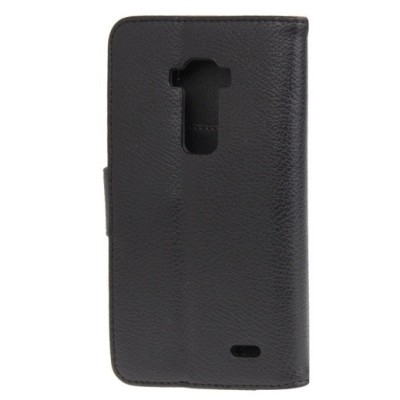 LG G Flex (D955) atvēramais melns ādas Litchi maciņš - maks / Vacins.lv