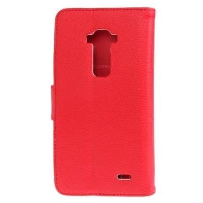LG G Flex (D955) atvēramais sarkans ādas Litchi maciņš - maks / Vacins.lv