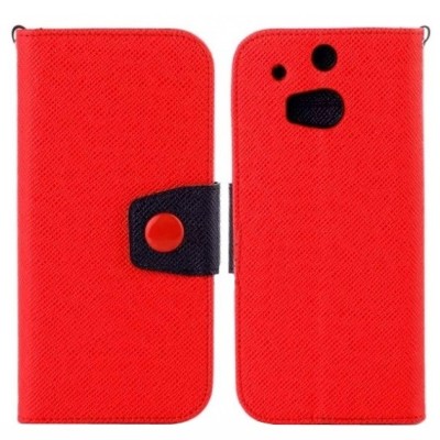 Color atverčiamas HTC One M8 raudonas, juodas odinis dėklas - piniginė / Priedai.lt