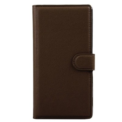 Sony Xperia T3 atvēramais ādas tumši brūns retro maciņš (maks) / Vacins.lv