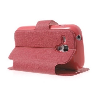 Samsung Galaxy S Duos 2 S7582, S Duos S7562, Trend S7560, Trend Plus S7580 MLT atverčiamas šviesiai rožinis dėklas - knygutė / P