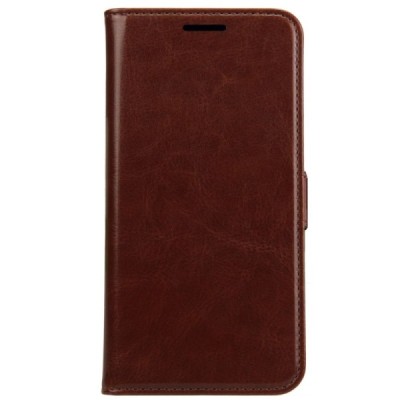 Samsung Galaxy S5 (S5 Neo) atverčiamas tamsiai rudas odinis dėklas, knygutė - piniginė / Priedai.lt