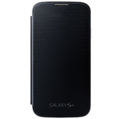 Samsung Galaxy S4 (i9500) juodas odinis atverčiamas Flip Wallet dėklas - piniginė / Priedai.lt