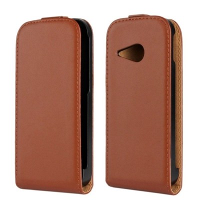 HTC One mini 2 (HTC One M8 mini) vertikāli atvērams ādas brūns maciņš / Vacins.lv