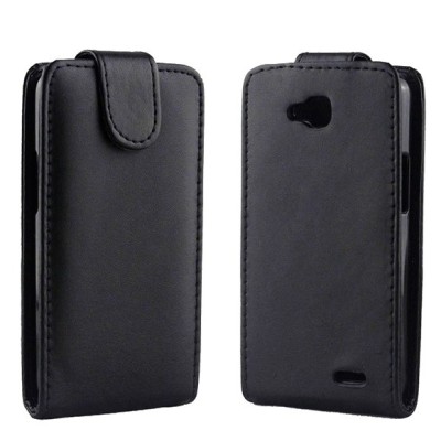 LG L90 (D405) vertikāli melns atvēramais futrālis / Vacins.lv