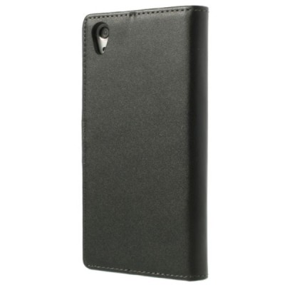 Sony Xperia Z2 atverčiamas juodas odinis dėklas, knygutė - piniginė / Priedai.lt