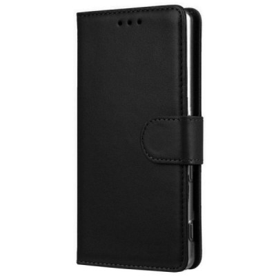 Sony Xperia Z3+ Plus atvēramais ādas melns maciņš, grāmata (maks) / Vacins.lv