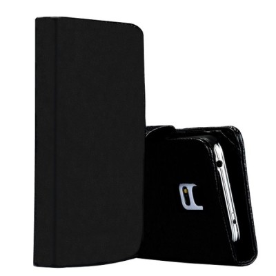 Odinis atverčiamas juodas Samsung Galaxy S5 (S5 Neo) dėklas (dėkliukas) - piniginė / Priedai.lt