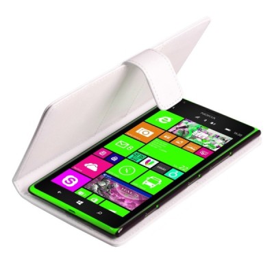 Nokia Lumia 1520 atvēramais ādas balts maciņš, grāmata (maks) / Vacins.lv