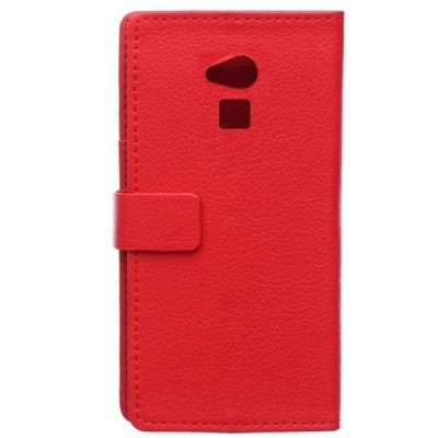 HTC One Max atvēramais sarkans ādas Litchi maciņš - maks / Vacins.lv
