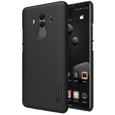 Huawei Mate 10 Pro Nillkin Frosted Shield juodas plastikinis dėklas + apsauginė ekrano plėvelė / Priedai.lt