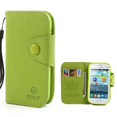 Samsung Galaxy S Duos S7562 MLT atverčiamas žalias odinis dėklas (dėkliukas) (Samsung Galaxy S Trend S7560 dėklas) / Priedai.lt