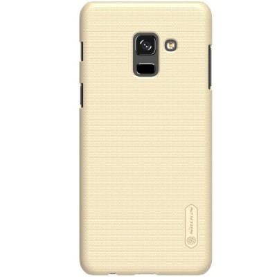 Samsung Galaxy A8 2018 (A530F) Nillkin Frosted Shield auksinis plastikinis dėklas + apsauginė ekrano plėvelė / Priedai.lt