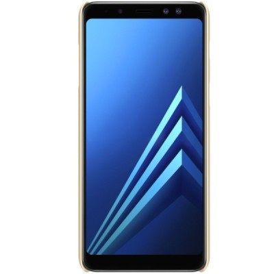 Samsung Galaxy A8 2018 (A530F) Nillkin Frosted Shield auksinis plastikinis dėklas + apsauginė ekrano plėvelė / Priedai.lt
