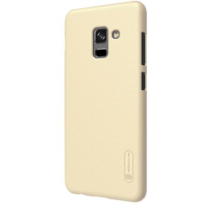 Samsung Galaxy A8 2018 (A530F) Nillkin Frosted Shield auksinis plastikinis dėklas + apsauginė ekrano plėvelė / Priedai.lt