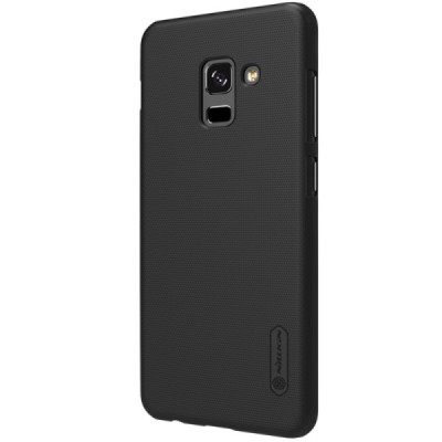 Samsung Galaxy A8+ 2018 (A730F) Nillkin Frosted Shield melns plastmasas apvalks + ekrāna aizsargplēve / Vacins.lv