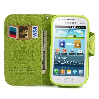 MLT atvēramais Samsung Galaxy S Duos S7562 zaļš futrālis - maciņš / Vacins.lv