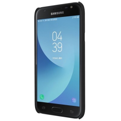 Samsung Galaxy J3 2017 (J330) Nillkin Frosted Shield juodas plastikinis dėklas + apsauginė ekrano plėvelė / Priedai.lt