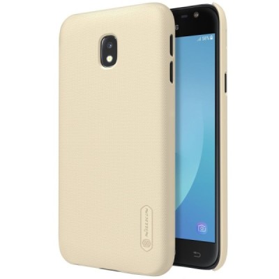 Samsung Galaxy J3 2017 (J330) Nillkin Frosted Shield auksinis plastikinis dėklas + apsauginė ekrano plėvelė / Priedai.lt