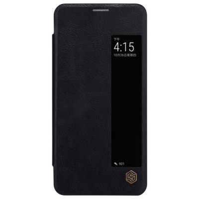 Prabangus „Nillkin“ Qin serijos juodas odinis atverčiamas Huawei Mate 10 Pro dėklas / Priedai.lt