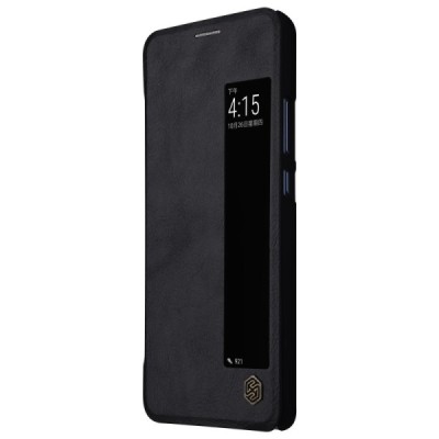 Prabangus „Nillkin“ Qin serijos juodas odinis atverčiamas Huawei Mate 10 Pro dėklas / Priedai.lt