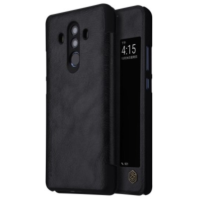 Prabangus „Nillkin“ Qin serijos juodas odinis atverčiamas Huawei Mate 10 Pro dėklas / Priedai.lt