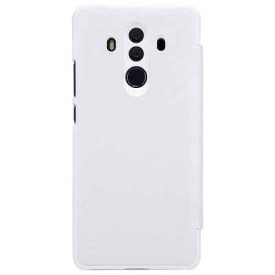 Prabangus „Nillkin“ Qin serijos baltas odinis atverčiamas Huawei Mate 10 Pro dėklas / Priedai.lt
