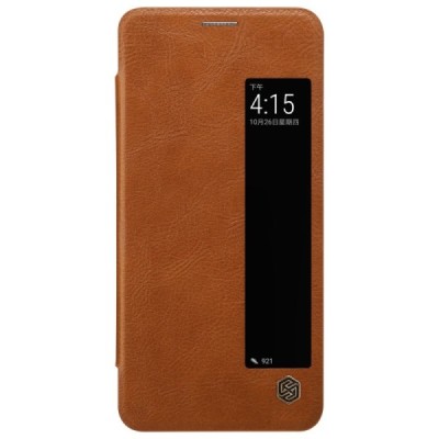 Prabangus „Nillkin“ Qin serijos rudas odinis atverčiamas Huawei Mate 10 Pro dėklas / Priedai.lt