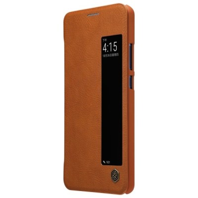 Prabangus „Nillkin“ Qin serijos rudas odinis atverčiamas Huawei Mate 10 Pro dėklas / Priedai.lt