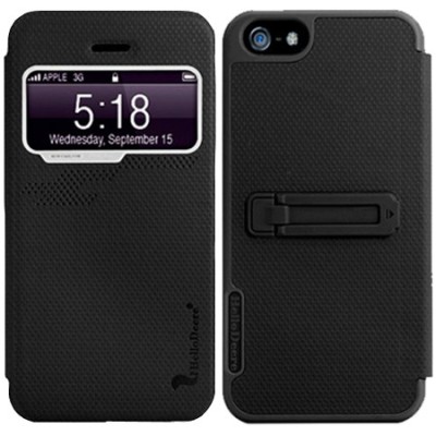 Juodas „HelloDeere“ Delight pastatomas, atverčiamas (knygutės tipo) Apple iPhone SE (5, 5s) dėklas (dėkliukas) / Priedai.lt