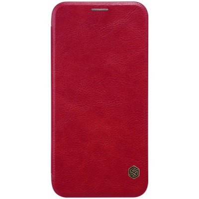 Prabangus „Nillkin“ Qin serijos raudonas odinis atverčiamas Samsung Galaxy J3 2017 (J330) dėklas / Priedai.lt