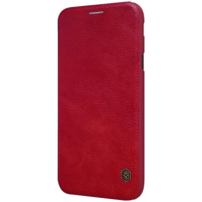 Greznais „Nillkin“ Qin sērijas ādas atvērams sarkans Samsung Galaxy J3 2017 (J330) maciņš / Vacins.lv
