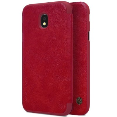Greznais „Nillkin“ Qin sērijas ādas atvērams sarkans Samsung Galaxy J3 2017 (J330) maciņš / Vacins.lv