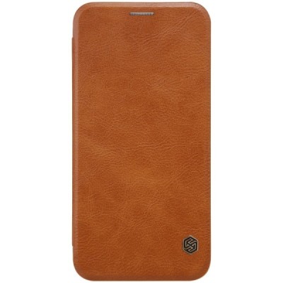 Prabangus „Nillkin“ Qin serijos rudas odinis atverčiamas Samsung Galaxy J3 2017 (J330) dėklas / Priedai.lt