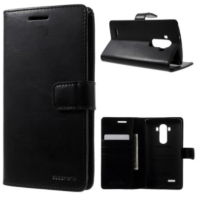 Mercury Blue Moon LG G4 (H815) atvērams melns ādas maciņš - maks / Vacins.lv