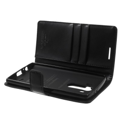 Mercury Blue Moon LG G4 (H815) atvērams melns ādas maciņš - maks / Vacins.lv