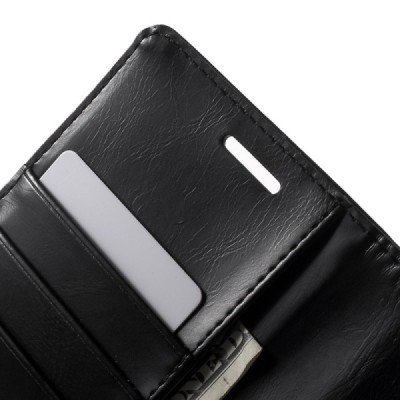 Mercury Blue Moon LG G4 (H815) atvērams melns ādas maciņš - maks / Vacins.lv