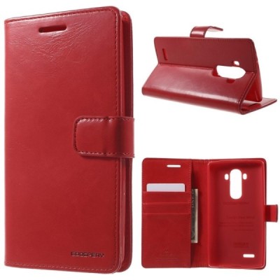 Mercury Blue Moon atverčiamas LG G4 (H815) raudonas odinis dėklas - piniginė / Priedai.lt