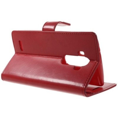Mercury Blue Moon atverčiamas LG G4 (H815) raudonas odinis dėklas - piniginė / Priedai.lt