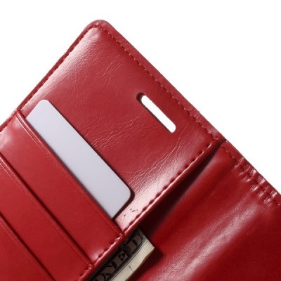 Mercury Blue Moon atverčiamas LG G4 (H815) raudonas odinis dėklas - piniginė / Priedai.lt