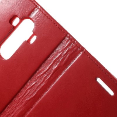 Mercury Blue Moon atverčiamas LG G4 (H815) raudonas odinis dėklas - piniginė / Priedai.lt